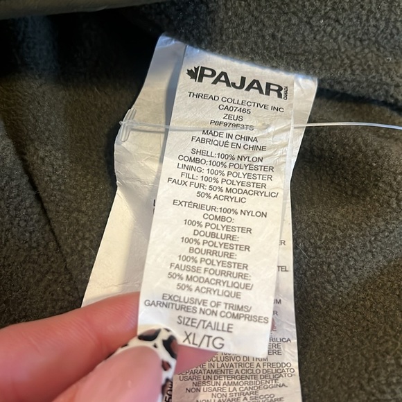 Pajar Canada Puppy Dog Puffer Coat XL removable hood Military green pockets Zeus - Picture 10 of 15